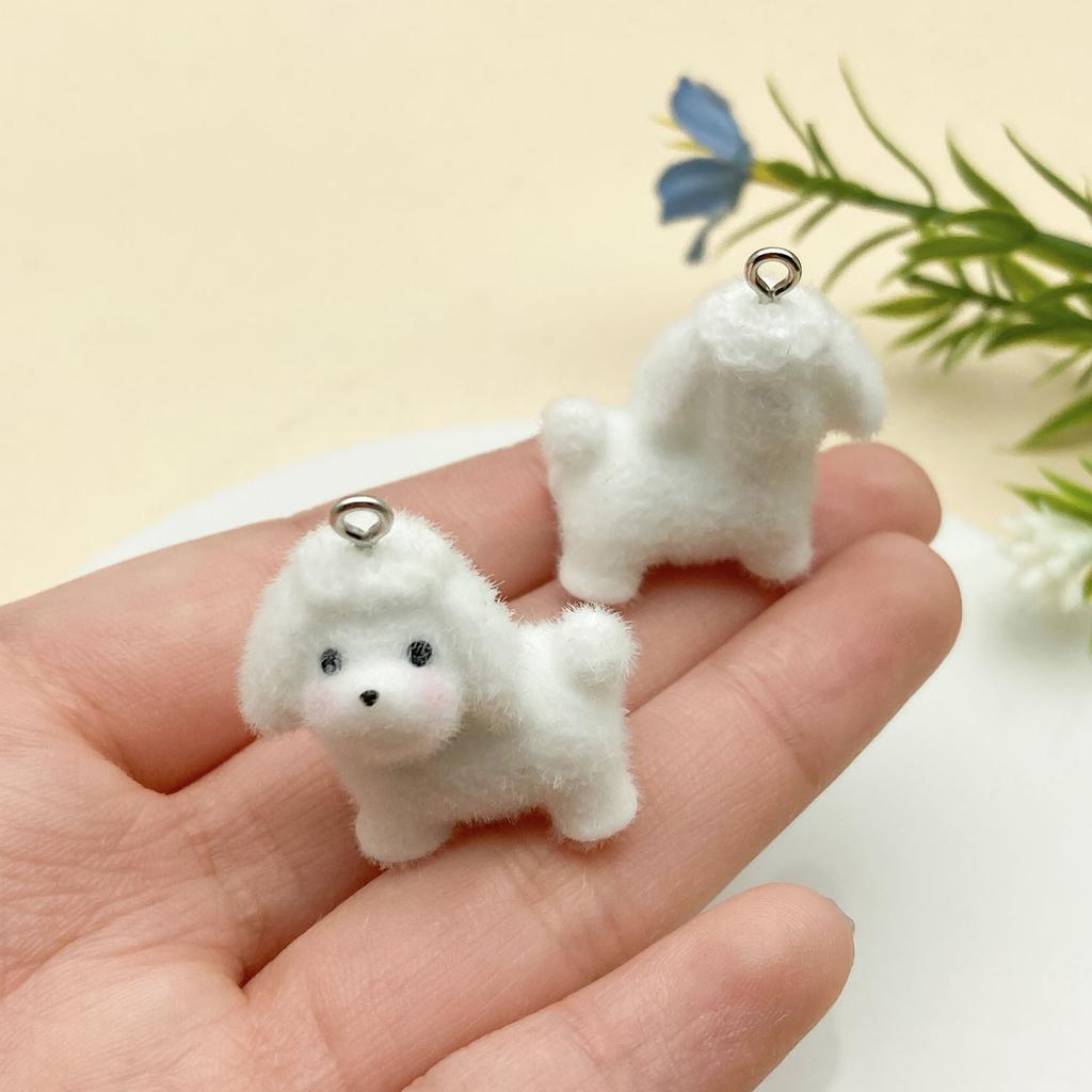 Mix 2/5Pcs Resin Flocking Animal Puppy Pendant Accessories, Diy Necklaces, Earrings, Keychains, Jewelry Making Fashion Accessori