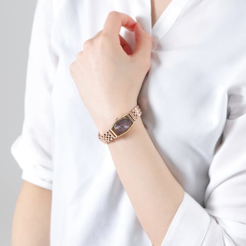 LCREA Women's Solar Watch, Made In Japan (OVALE Pink Gold, Stainless Steel Bracelet/LC2003-PG5L)