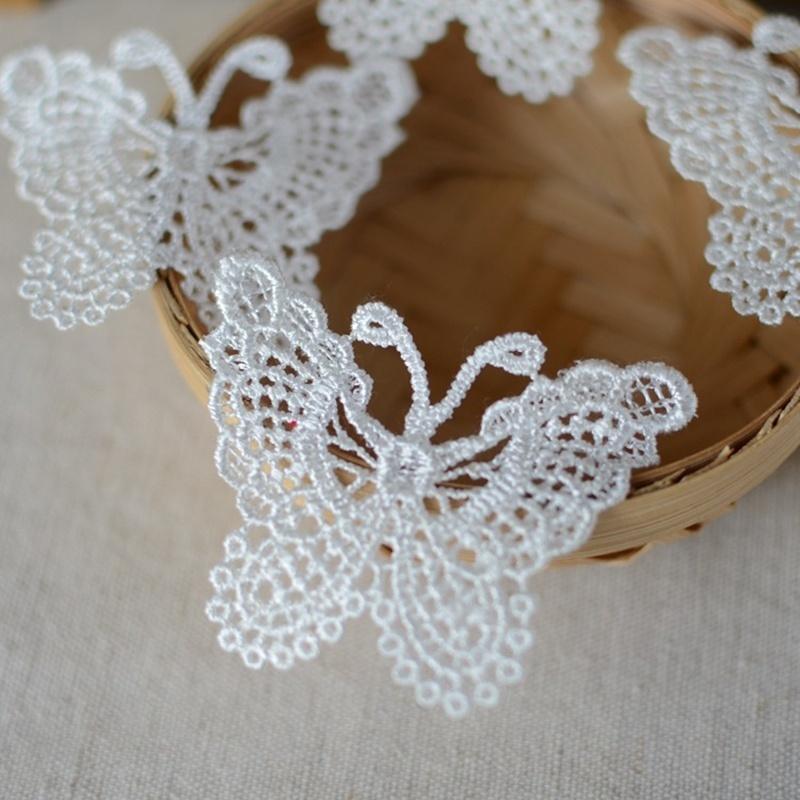 1M Vintage Weiß Schmetterling Spitze Kante Besatz Band Applikation Nähen Hochzeit Basteln