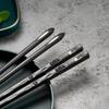 New 5 Pairs Black Silvery Alloy Chopsticks Non Moldy High-end Chopsticks Household Tableware for Easter, Ramadan, Christmas
