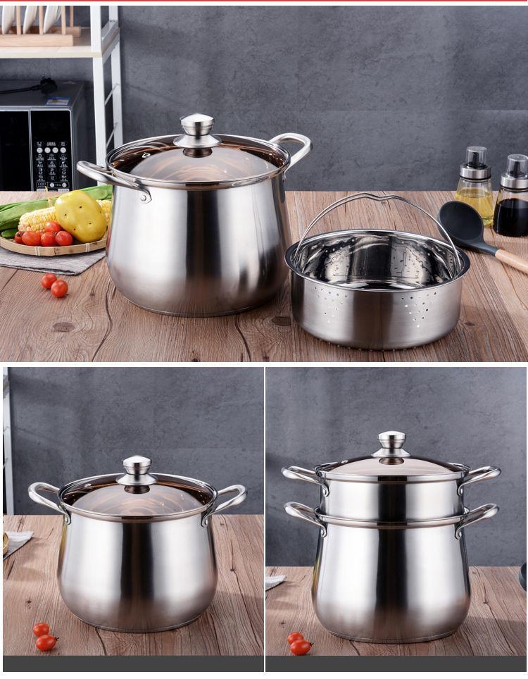 Thickened Stainless Steel Stockpot - Large Capacity for Braising, Boiling, and Steaming On Induction Cookers and Gas Stoves
