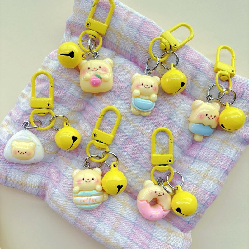 Cute Custard Bear Keychain: Soft Cartoon Pendant for Girls & Students