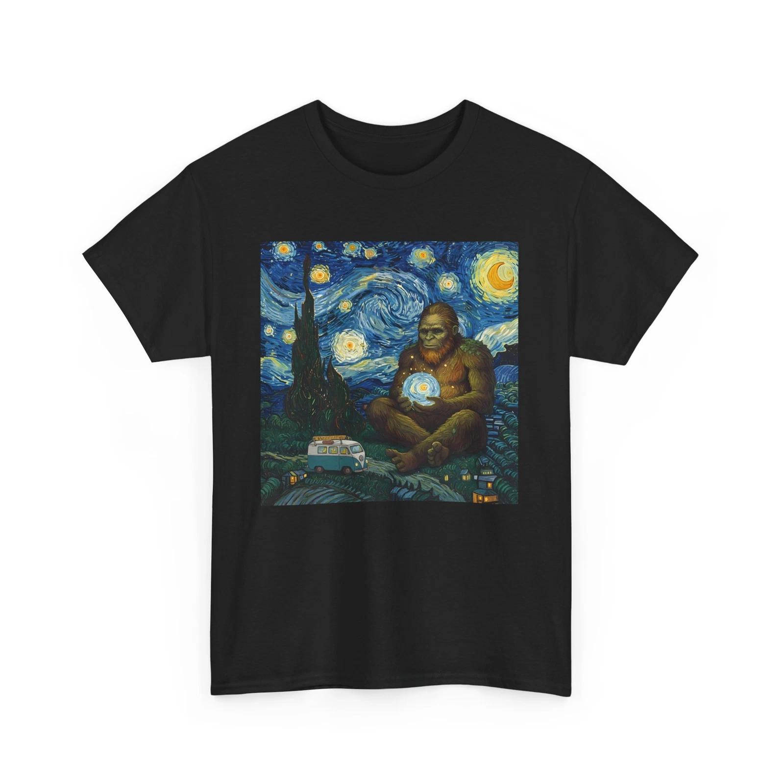 Impressionist Art T-Shirt | Van Gogh’s Starry Night | Bigfoot Starry Night Shirt S