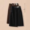 Korean Style Women's Midi Skirt with Irregular A-line, Back Zipper, and Stylish Belt for Autumn/Winter 2025