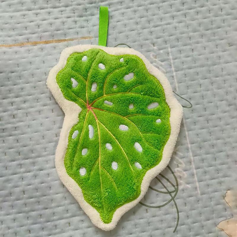 Leaf Wipe Hand Towel Coral Fluff Towel Kitchen Cleaning Household Soft Absorbent Creative Hanging Bathroom Hand Towel