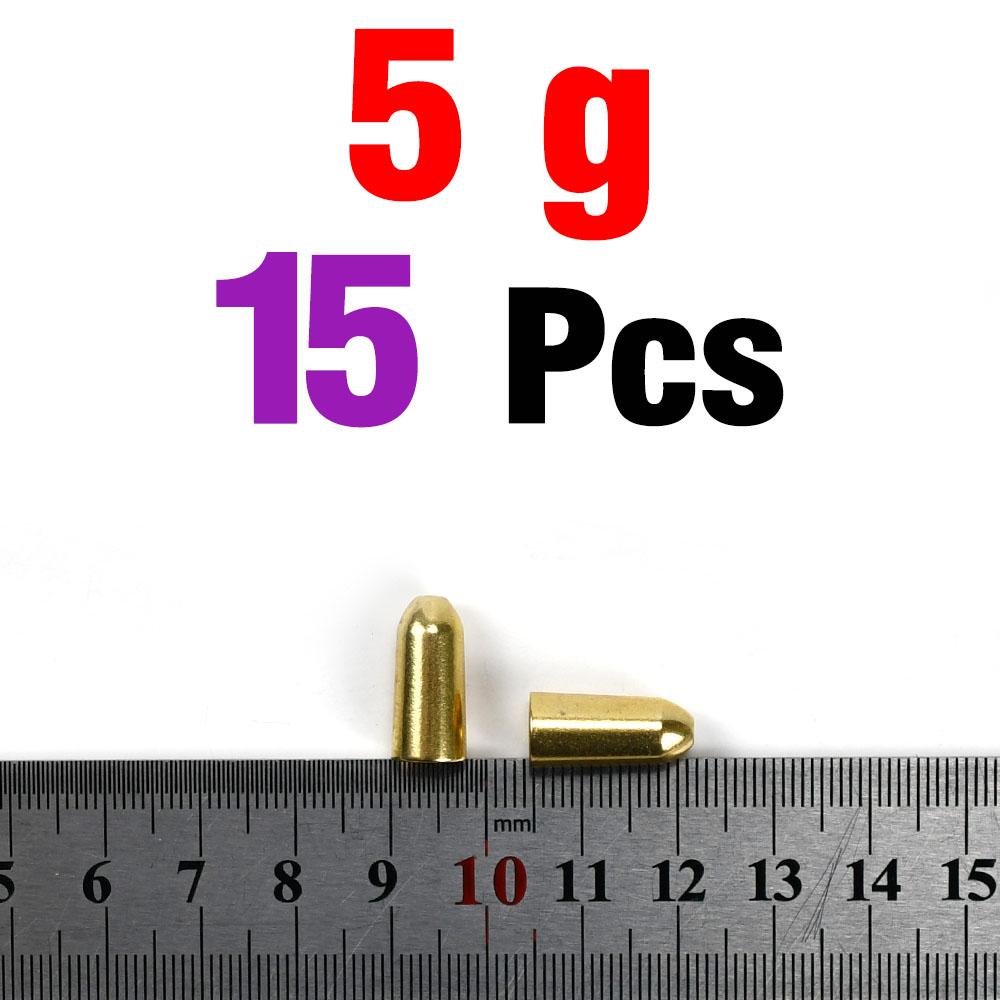 MNFT 15Pcs Brass Bullet Sinkers 1.8-10g Weights Texas Rig Carolina Rig Fishing Tackle Accessories for Bass Fishing