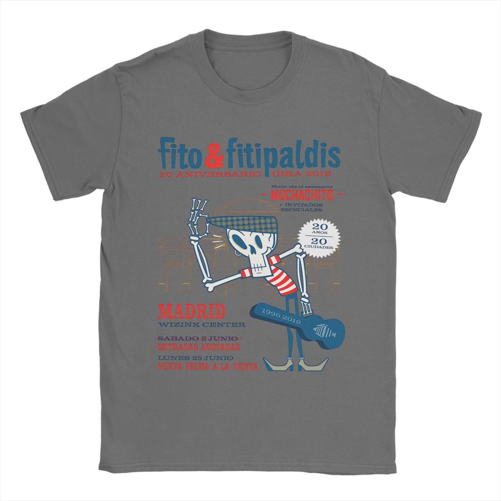 Herren Fito Fitipaldis Spanische Rockband T-Shirt Reine Baumwolle Oberteile Vintage Kurzarm Rundhals T-Shirts Original T-Shirts