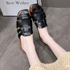 Casual Versatile Baotou Half Slippers 2025 New Popular Woven Retro Women's Summer Outer Wear Flat Bottom Sandals Ins Tide