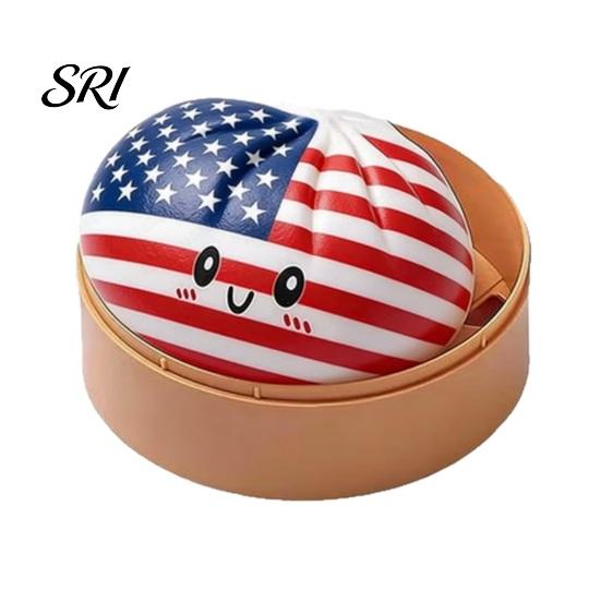 Soft Steamed Bun Toy National Flag Dumpling Squeeze Stress Relief Cartoon Expression Sensory Fidget Hand Relaxation Decompression Gadget Anxiety Ball Q