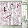 Cartoon Shower Curtain London Red Bus Flowers Cute Car Kids Bath Curtains Creative Pattern Polyester Fabric Home Bathroom Decor