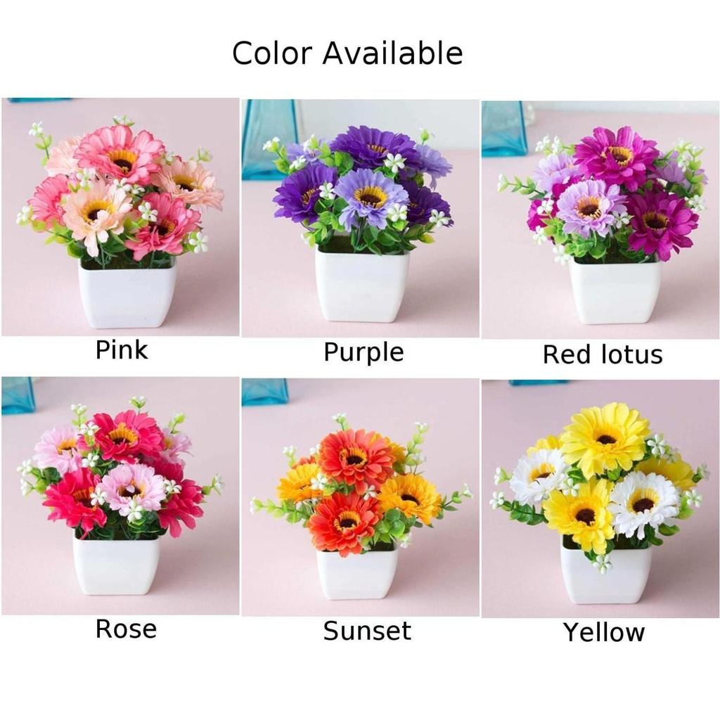 Hot Artificial Potted Plant Fake Plants Home Decor Yellow Plastic Purple