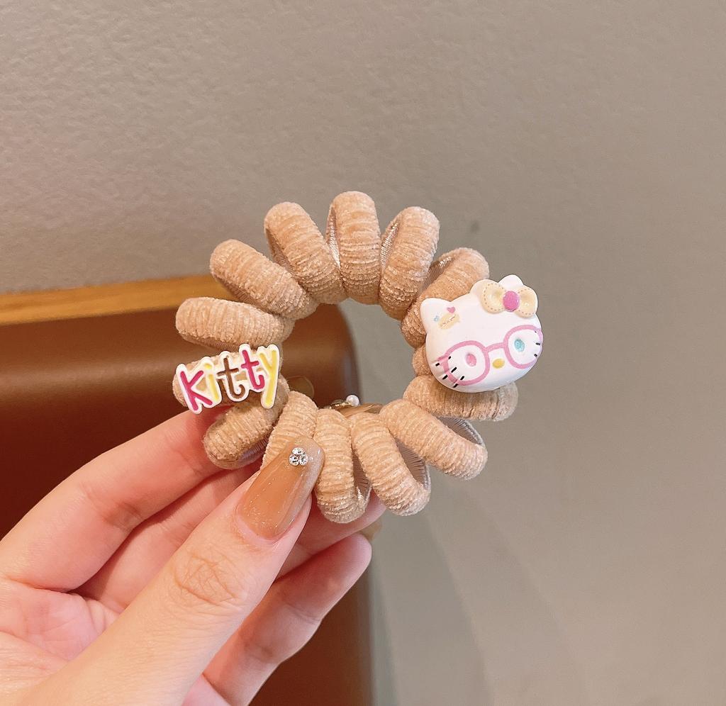 Cute Four-Leaf Clover Lucky Kitten Hair Band Funny Cartoon Expression Cat Hair Rope Girl Ball Head Versatile Headrope