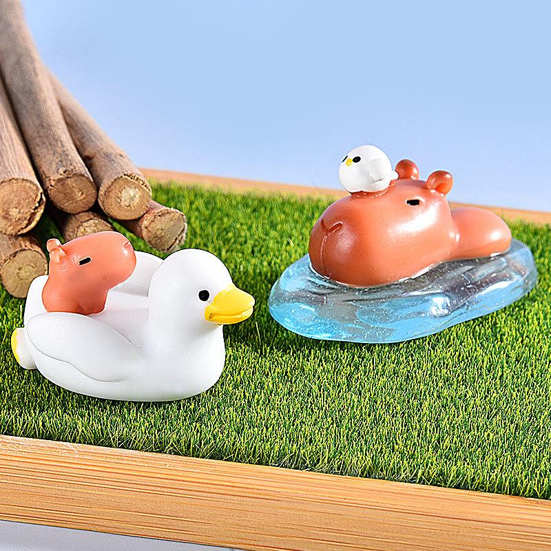 10Pcs Capybara Simulation Animals Model Mini Doll Toy Action Figurine Home Micro Landscape Decoration Kids Gift Desktop Ornament