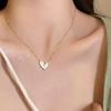 Elegant V-Shaped Long Necklace with Titanium Steel Pendant for Women