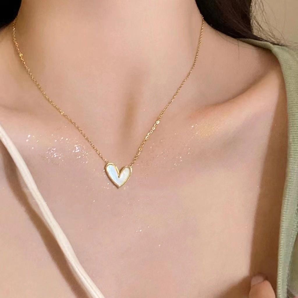Elegant V-Shaped Long Necklace with Titanium Steel Pendant for Women