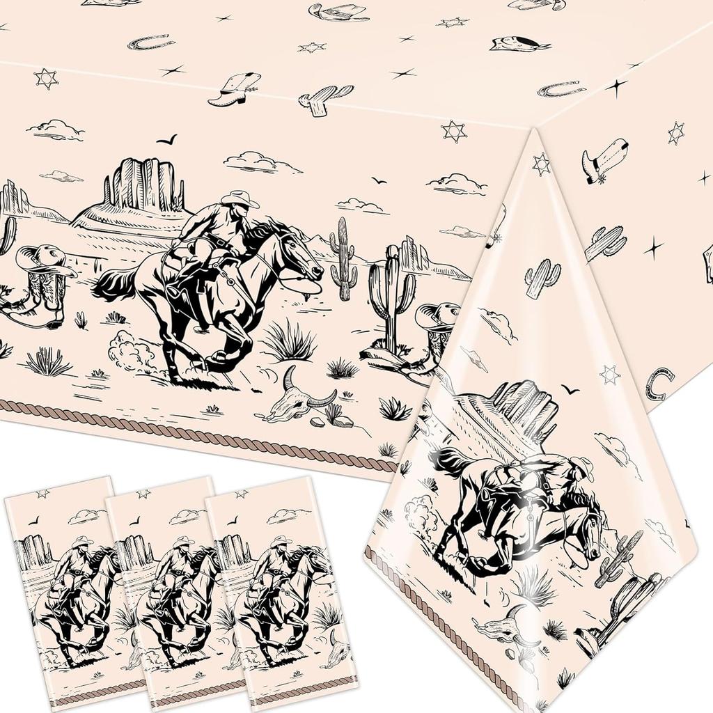 Western Party Decorations Cowboy Tablecloths Disposable Wild West Cowboy Birthday Table Cover for Kids Rodeo Bachelorette Baby Shower Party Supplies
