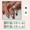 24Pieces Festive Press On Nail With Jelly Adhesive And Emery Board Christmas Themed Reusable Fake Nail For Women