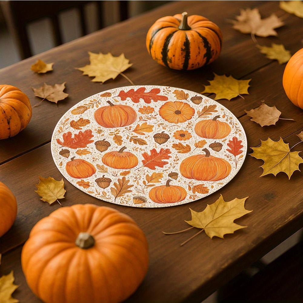 4pcs Autumn Meal Mat Farmhouse Thanksgiving Table Decoration, Suitable for Harvest Parties and Autumn Dining - Home Table Mat