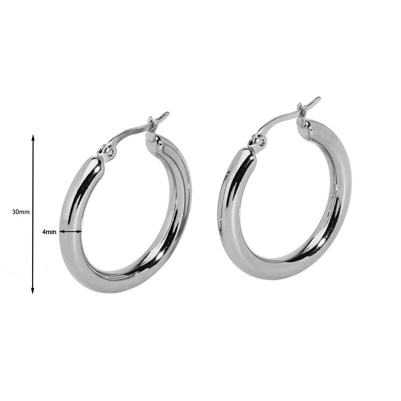 Gold Stainless Steel Fashion Small Big Circle Women Hoop Earrings Exaggerated Hoop Ear Loop 30/40/50mm  Earring Party Jewelry