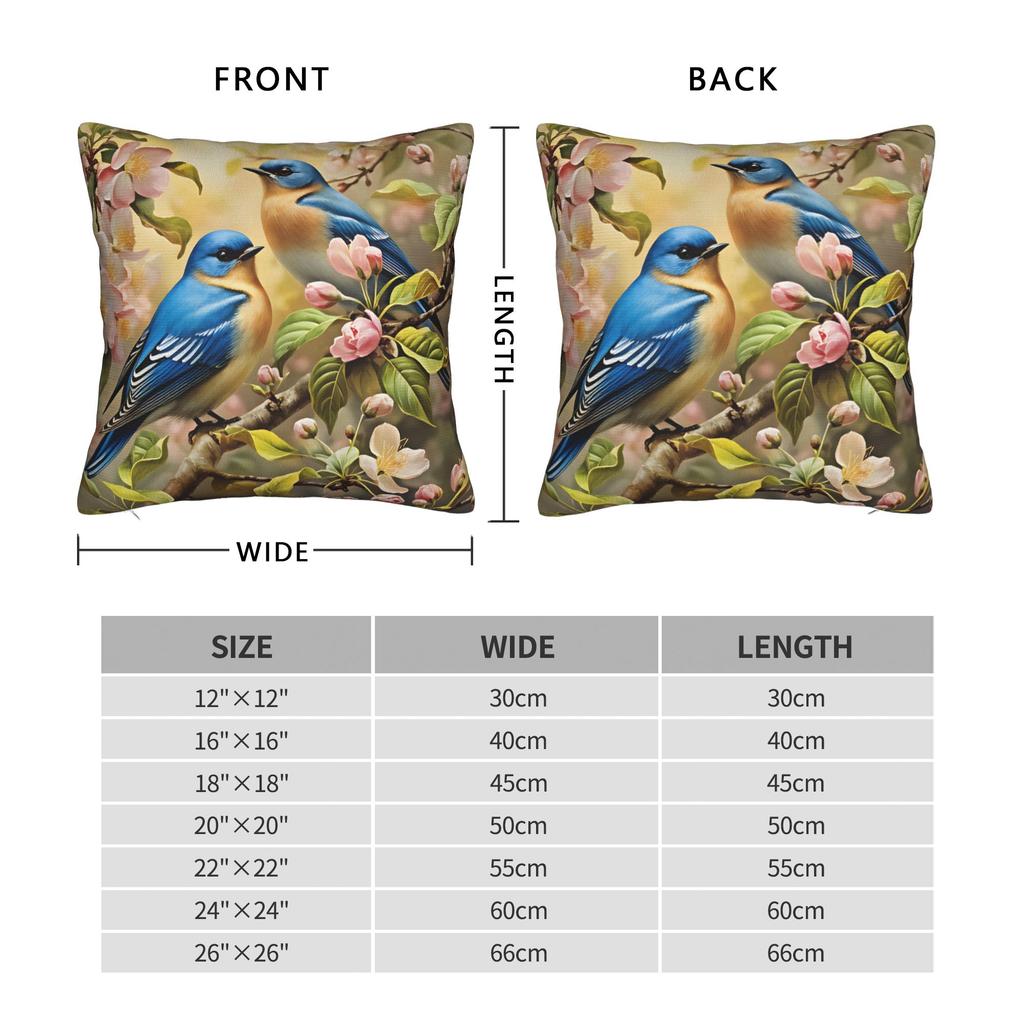 Flowers And Birds Pillow Case Square Pillow Cover Kawaii Pillowcases For Living Room Bed Chair