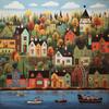 Colorful Houses 14CT 2 Strands DIY Counted Cross Stitch Kits for Beginners Adults Home Decor Needlework Embroidery Kit 50x50cm