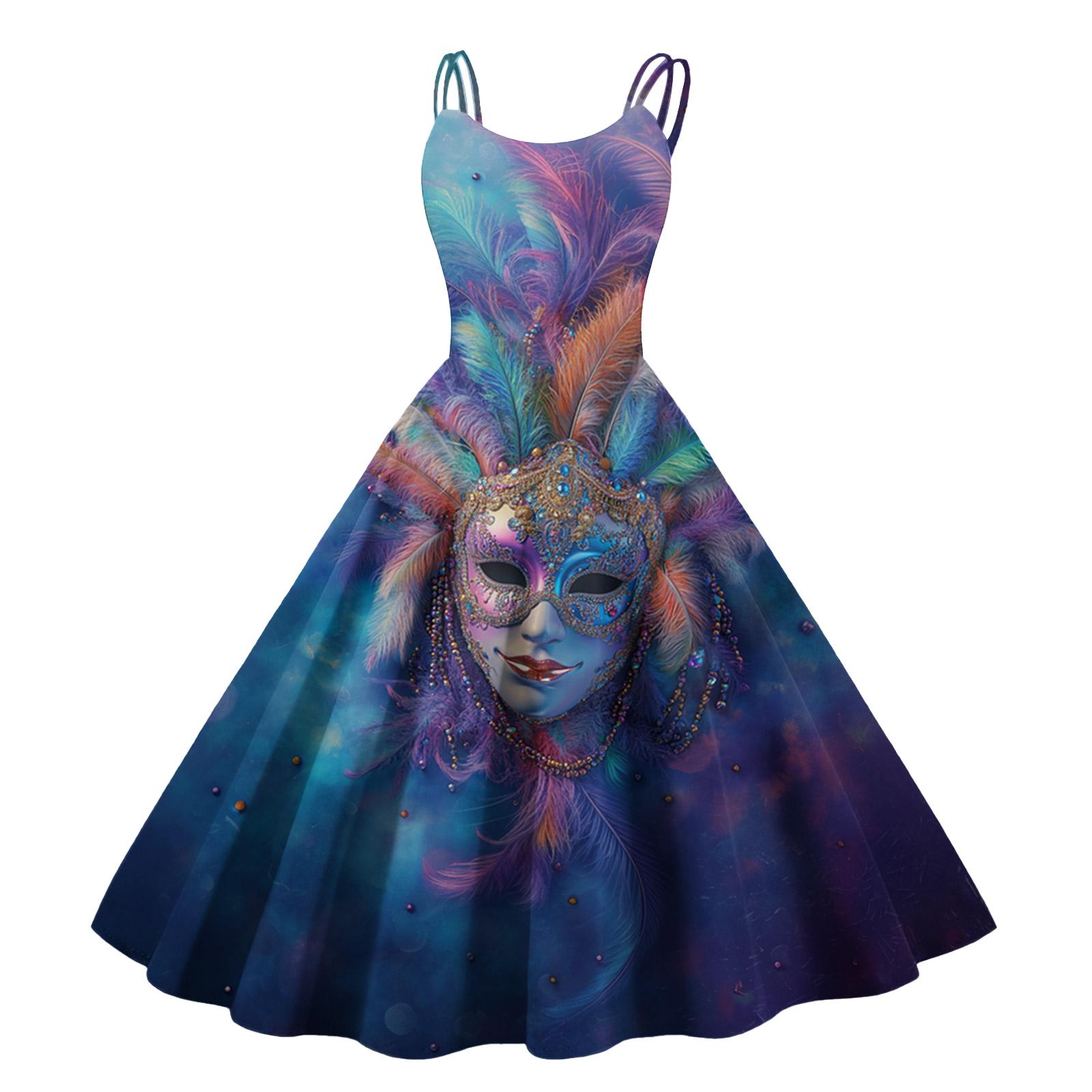 Women s Halloween Print Sexy Off-The-Shoulder Punk Vintage Dress L