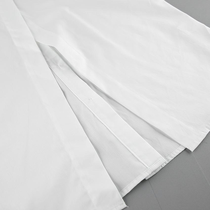 Court style pure cotton wrinkled white shirt women's 1116 spring high-end loose v-neck bubble sleeve long-sleeved top