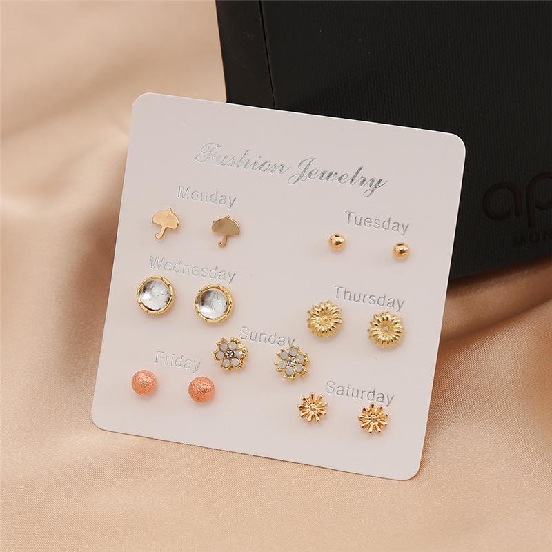 2021 Gouden Geometrische Stud Oorbellen Set: Modieuze & Elegante Dames Sieraden (7 paar)