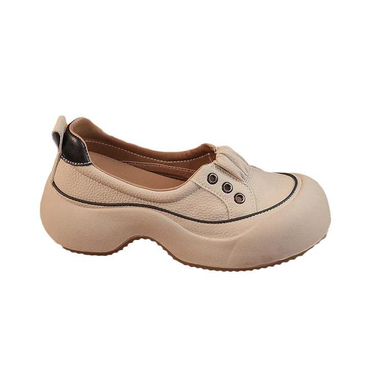 Shallow Single Shoes Autumn New 2024 Sets of Feet Roman Heightening Bag Head Thick Sole Woven Breathable Casual Single Shoes Women
