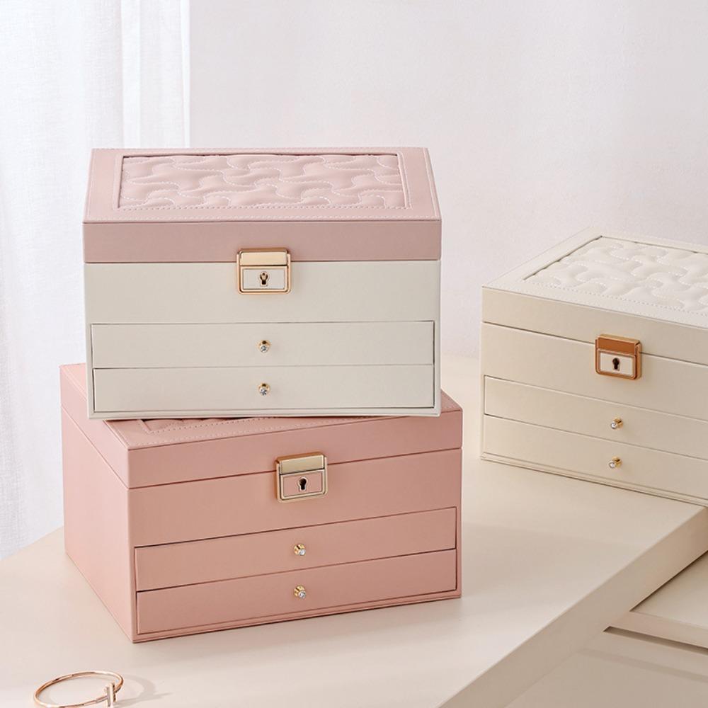 Jewelry Storage Leather Box Multi-layer Large Capacity Drawer Home Jewelry Box Ring Earrings Box Jewelry