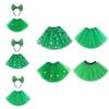 St.patrick's Day Lucky Green Clover Sequin Yarn Short Skirt Hoop Festival Adult