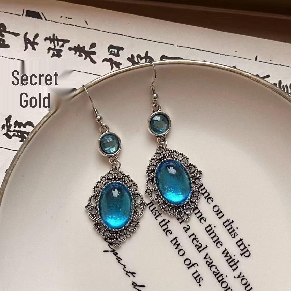 Синие этнические серьги в китайском стиле Богемия - Высококлассные ретро украшения для ушей для женщин