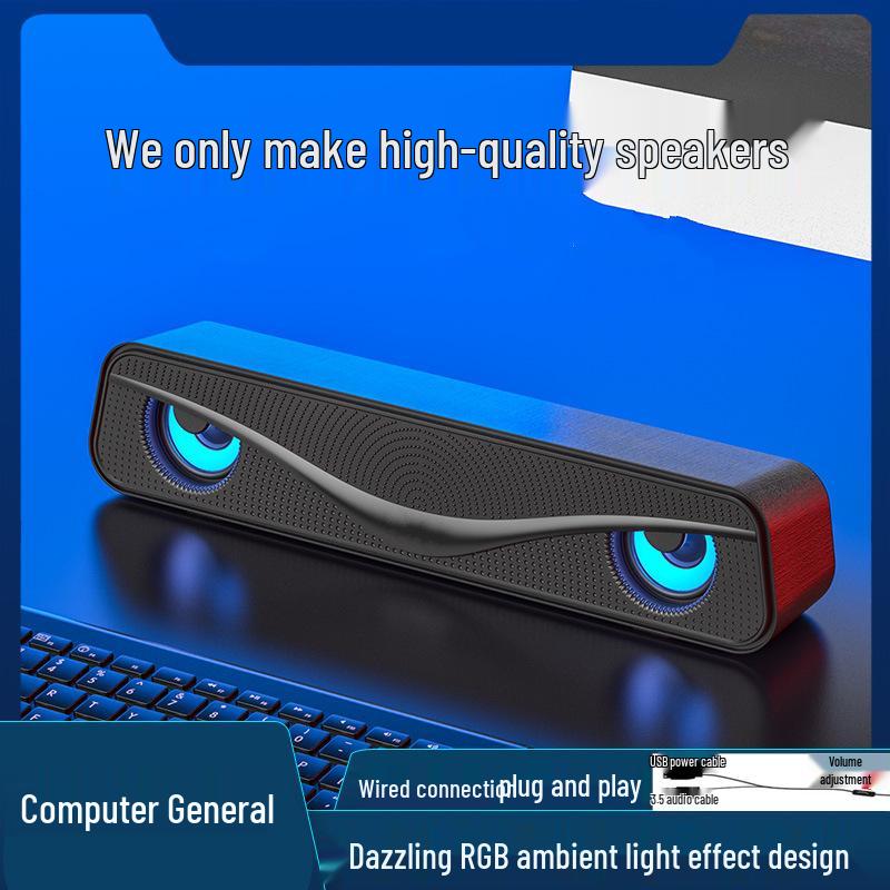 High-Quality Desktop and Notebook Wired Speakers with Subwoofer and Colorful Lighting