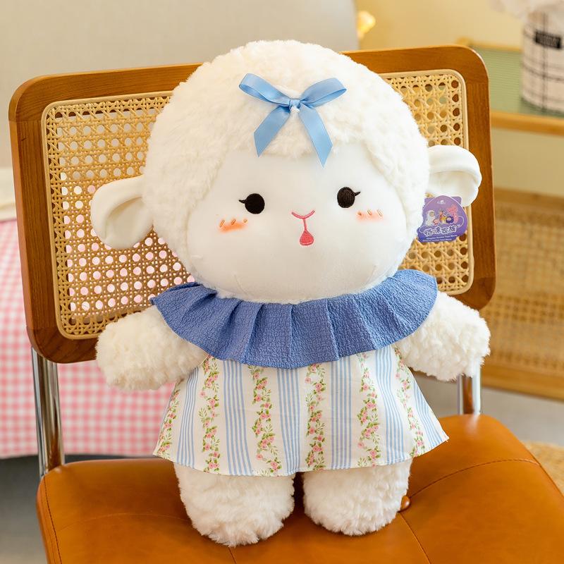Niedliche Lamm-Puppe Plüschtier Mädchenpuppe schläft mit weicher Puppe Drücken Stoffpuppe Rock Geburtstagsgeschenk
