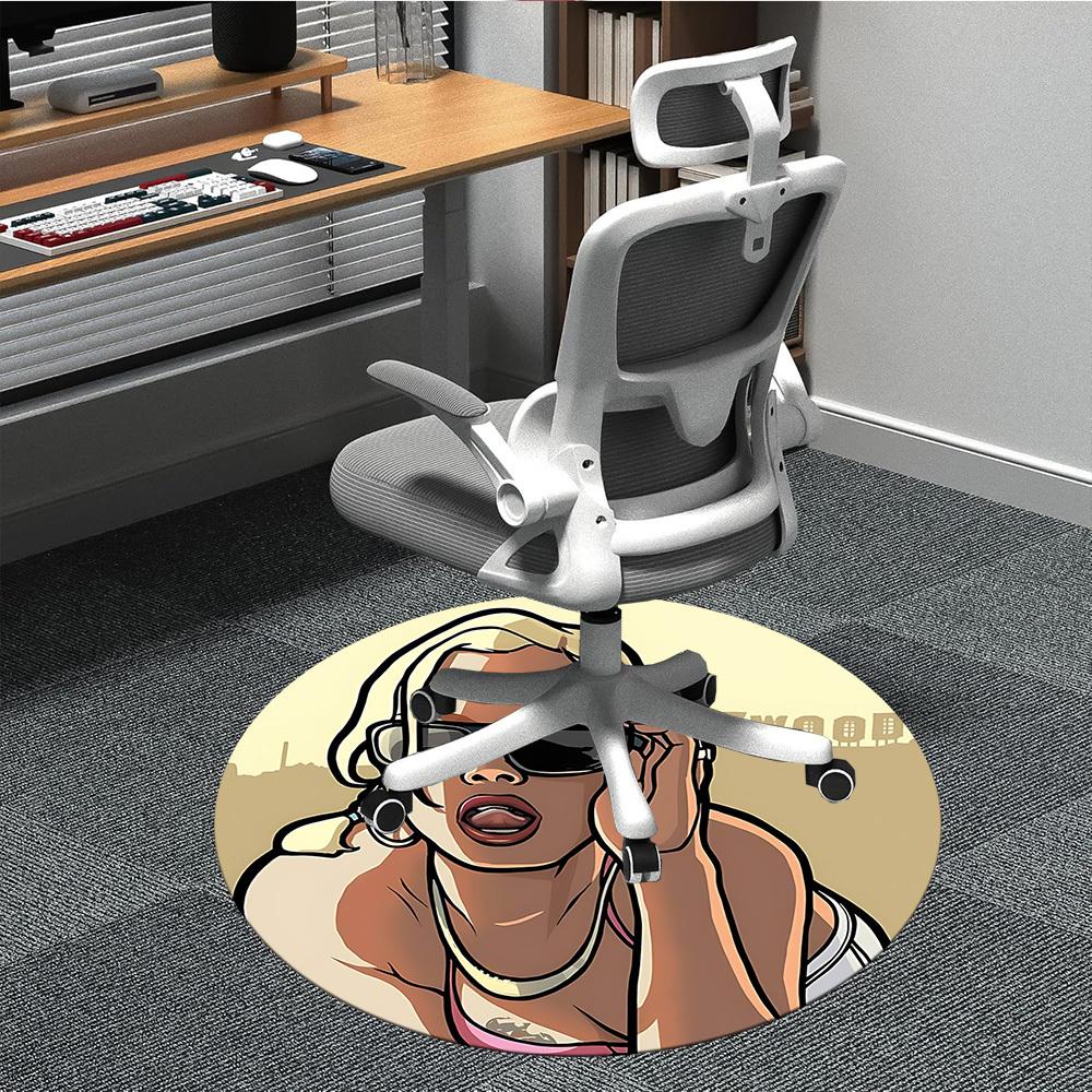 

1pc GTA V Office Round Area Rug, Indoor Mat Suitable For Office,Bedroom Living Room Home Decor, Room Deco a0926047 80cm by 80cm