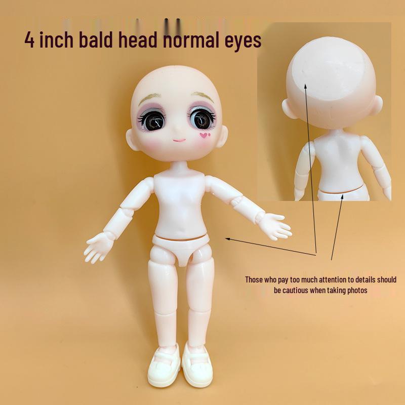 13cm BJD Blank Dress-Up Doll with 9.5cm Live Hands and Face-Up, Includes Princess Accessories