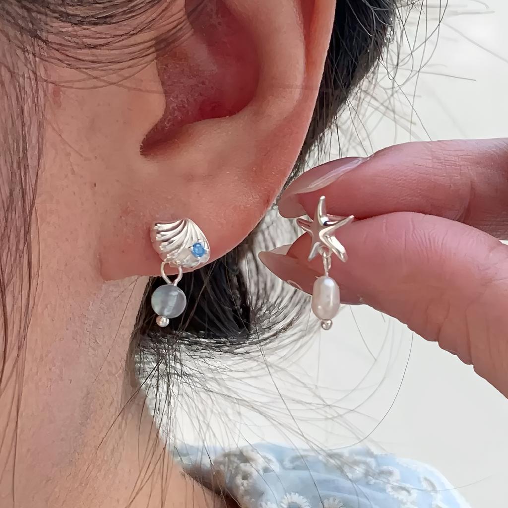 925 Silver Geometry Stud Earrings For Women Frosted Versatile Jewelry Gift Office Party Wear