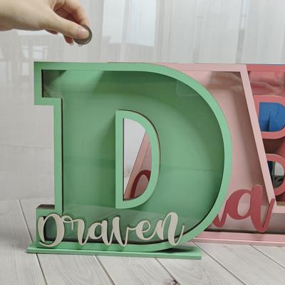 Wooden Piggy Bank Versatile Name Letter Bank Eco-friendly Wooden Money Piggy Bank Personalized Educational Toy for Boys Girls