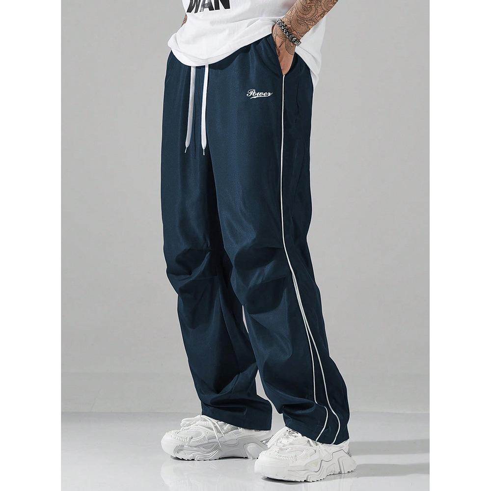Summer Trendy Retro Windproof Men's Loose Straight-Leg Sports Pants