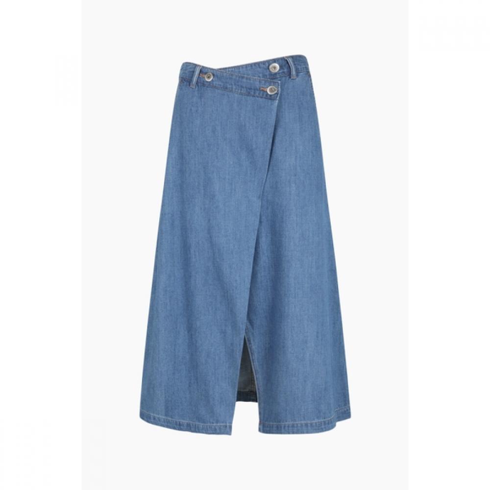 

Benetton Slit Denim Wrap Skirt Bask92541 BL/44