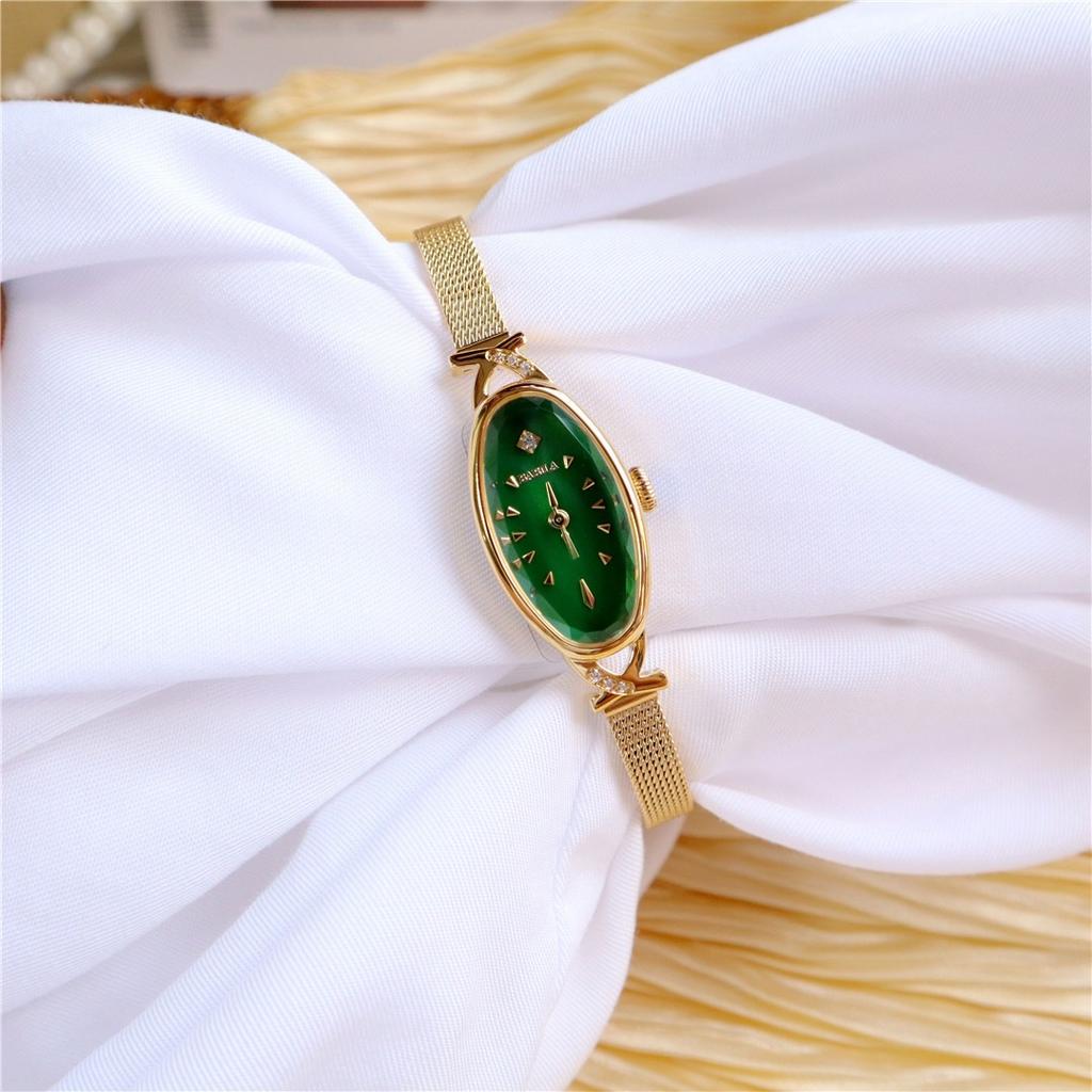 Niche Popular Retro Style Oval Luxury Diamond-Encrusted Women'S Watch Small Temperament Does Not Fade Quartz Watch