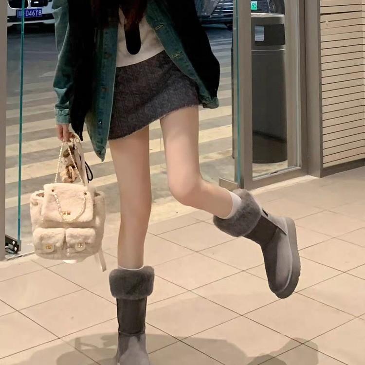 Women's Fur Integrated Thick Bottom Winter Fur Mouth Lightweight Warm Snow Boots Non-slip Wear Casual Sports High Cotton Boots