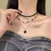 Y2K Spicy Girl Dark Star Leather Choker Necklace - Pure Desire Clavicle Chain
