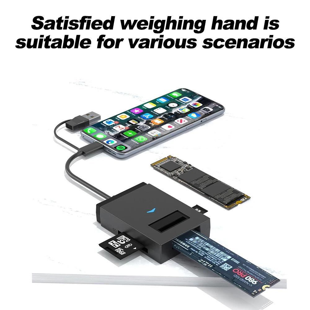 USB 3.1 To M.2 NVMe NGFF SSD Hard Drive Adapter Converter 10Gbps External Enclosure For SD TF Card Reader Type A+C