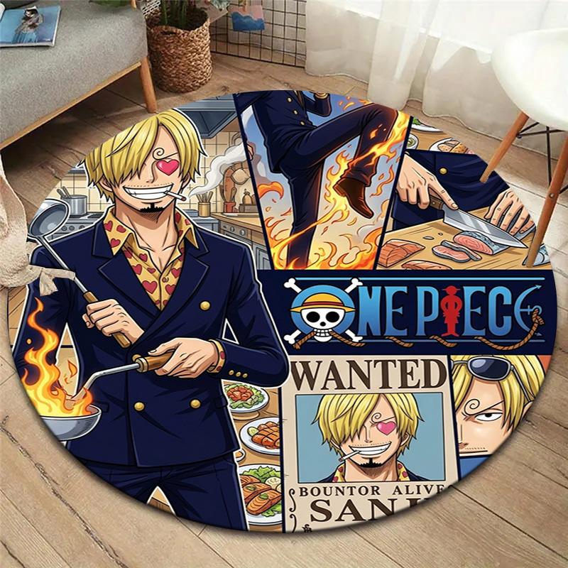 One Piece Poster Round Area Rug Carpet Rug For Living Room Bedroom Sofa Playroom Decor Nonslip Floor Mat
