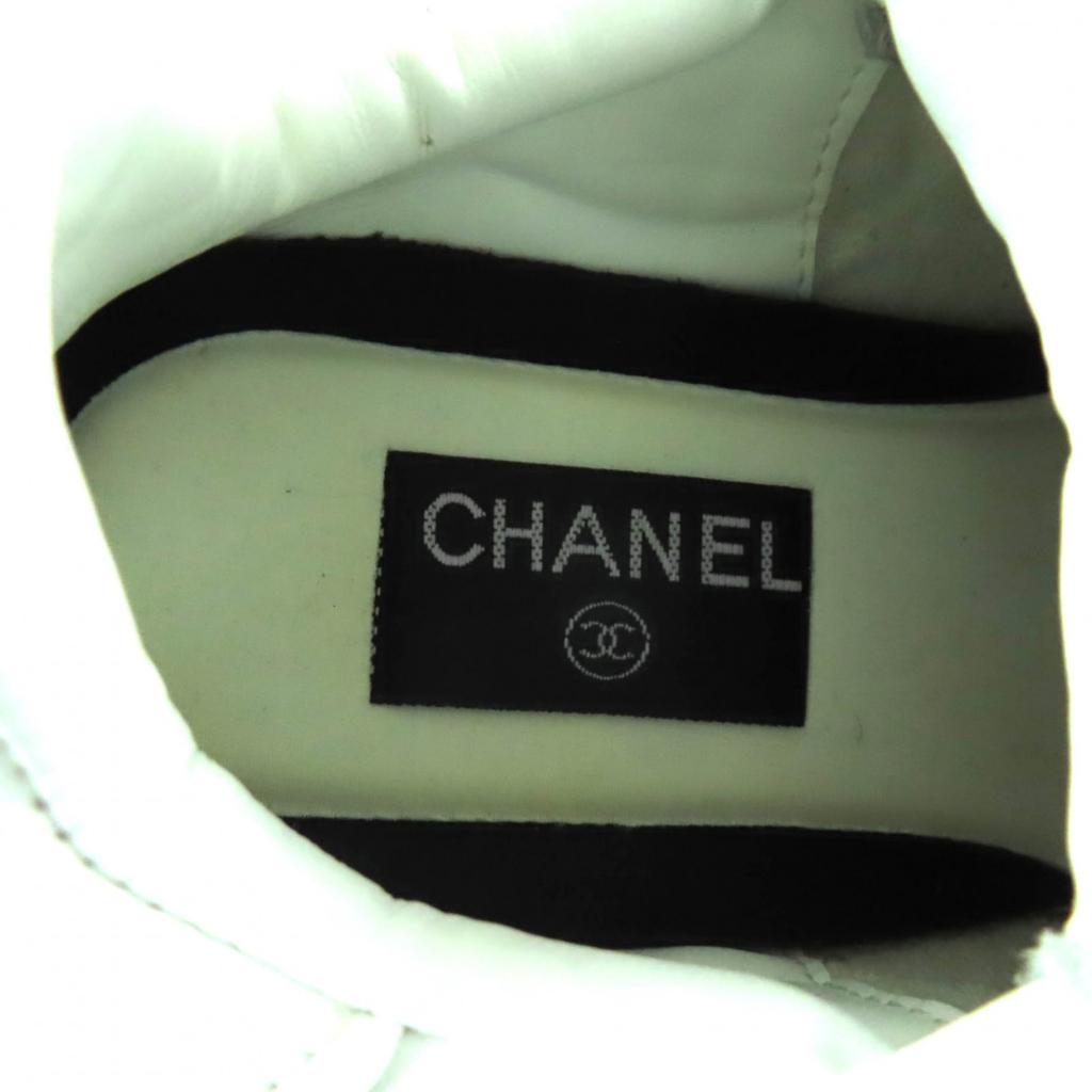 Great CHANEL sneakers white leather Women 38 G40178 Used