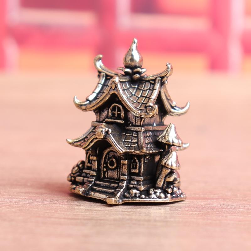 Figure Home Decor Castle Ornaments Architectural Brass Ornaments Antique Style Small Houses