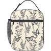 Reusable Butterfly Lunch Box for Kids Girls Boys Women Adult, Insulated Botanical Lunch Bag,Polyester Cooler Retro Handbags Case for School Picnic
