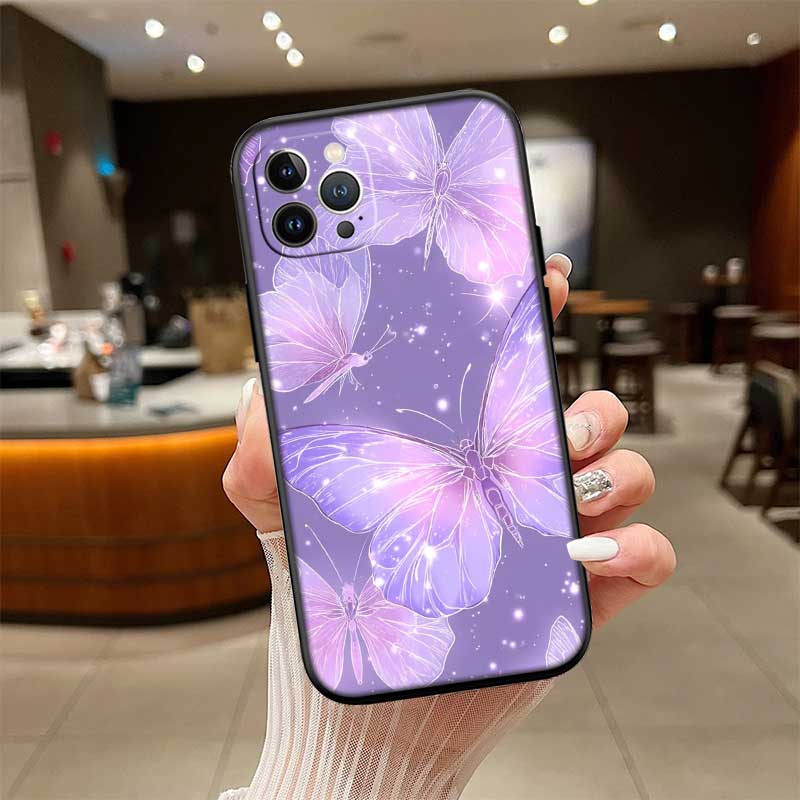 UP22 Colorful Butterfly New High-End Shell Phone Case for iPhone 16 15 14 13 12 Pro Max Plus Mini