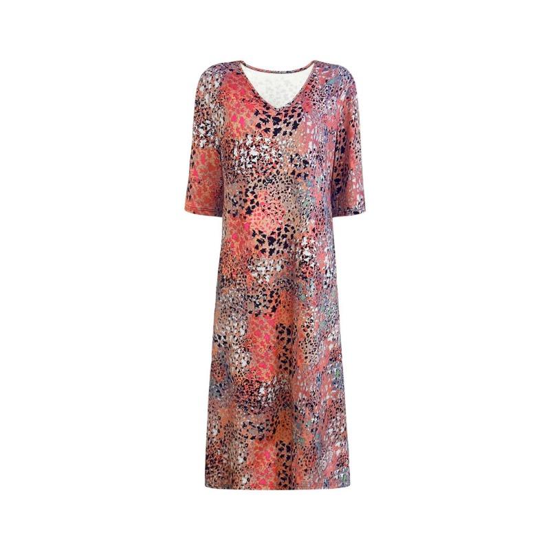 Women's Floral Print Dress Spring/Summer V-neck Short-sleeved Paraded Long Dress